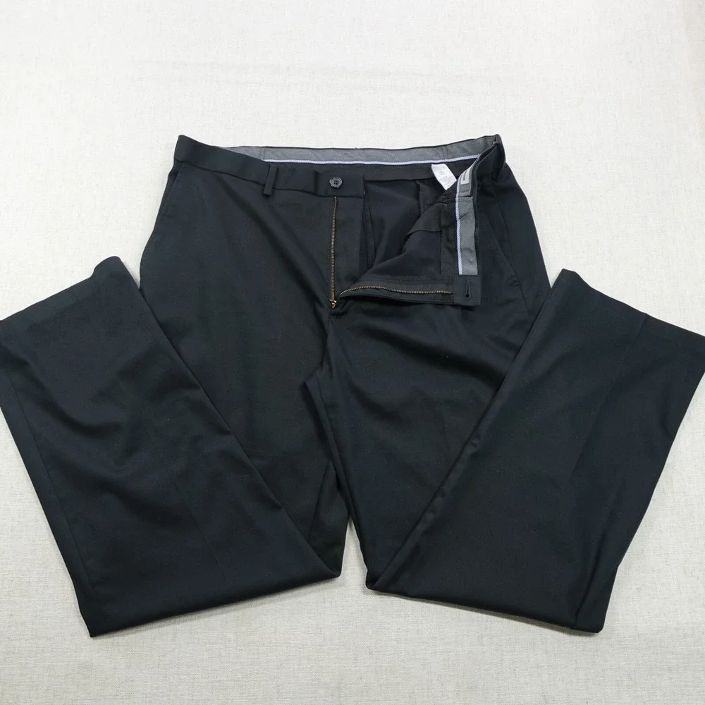 Haggar Dress Pants 38x32 Black Classic Fit No Iron Mid Rise Stretch Corporate - Picture 5 of 12